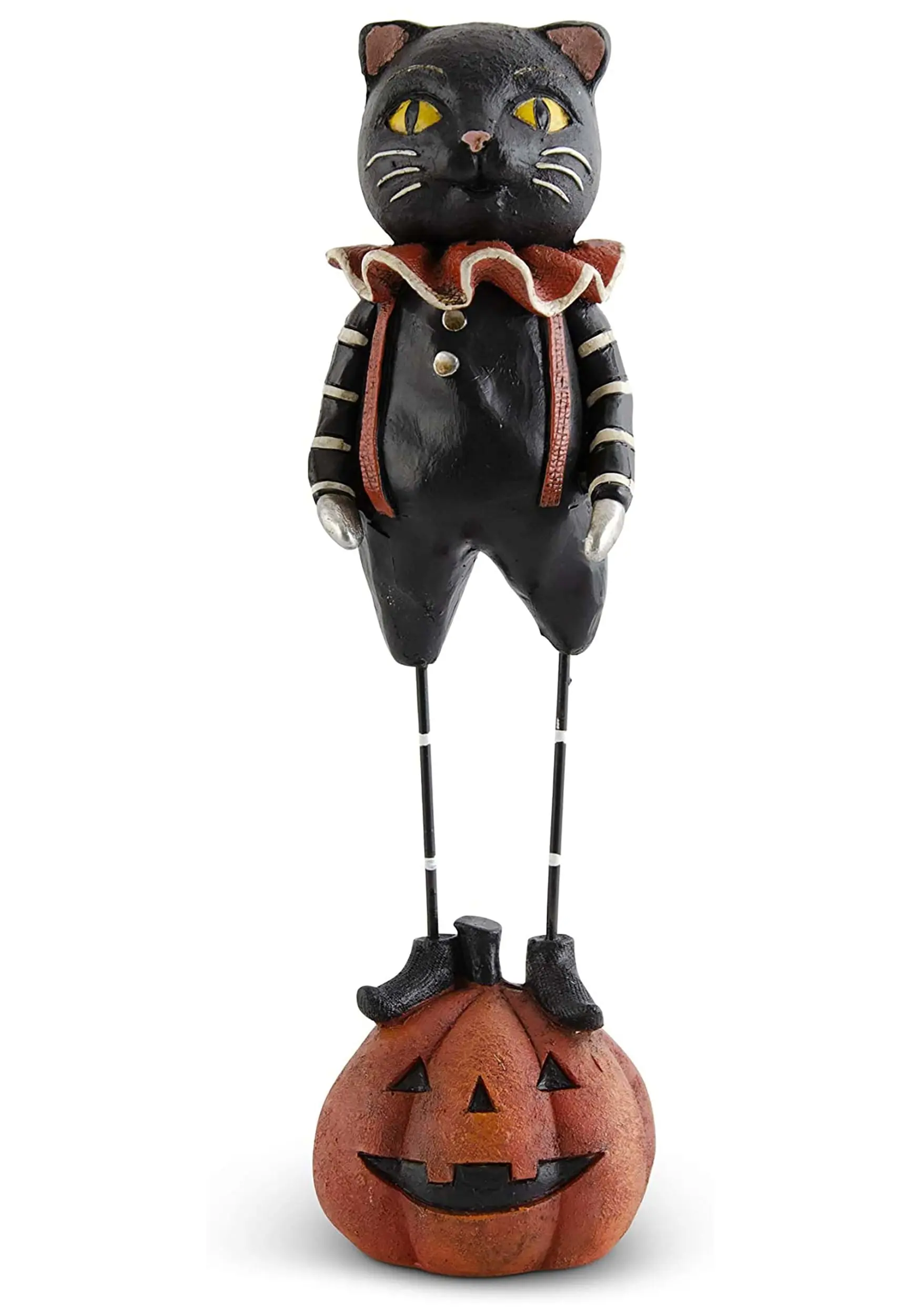 K&K Interiors 10-Inch Resin Black Cat With Metal Legs Standing On Pumpkin Decoration 3 K&K Interiors 10-Inch Resin Black Cat With Metal Legs Standing On Pumpkin Decoration