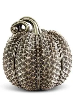 K&K Interiors 11.5" Antique Gold Arrow Textured Resin Pumpkin