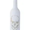 K&K Interiors 11-Inch Matte White Halloween LED Skull Bottle Decoration