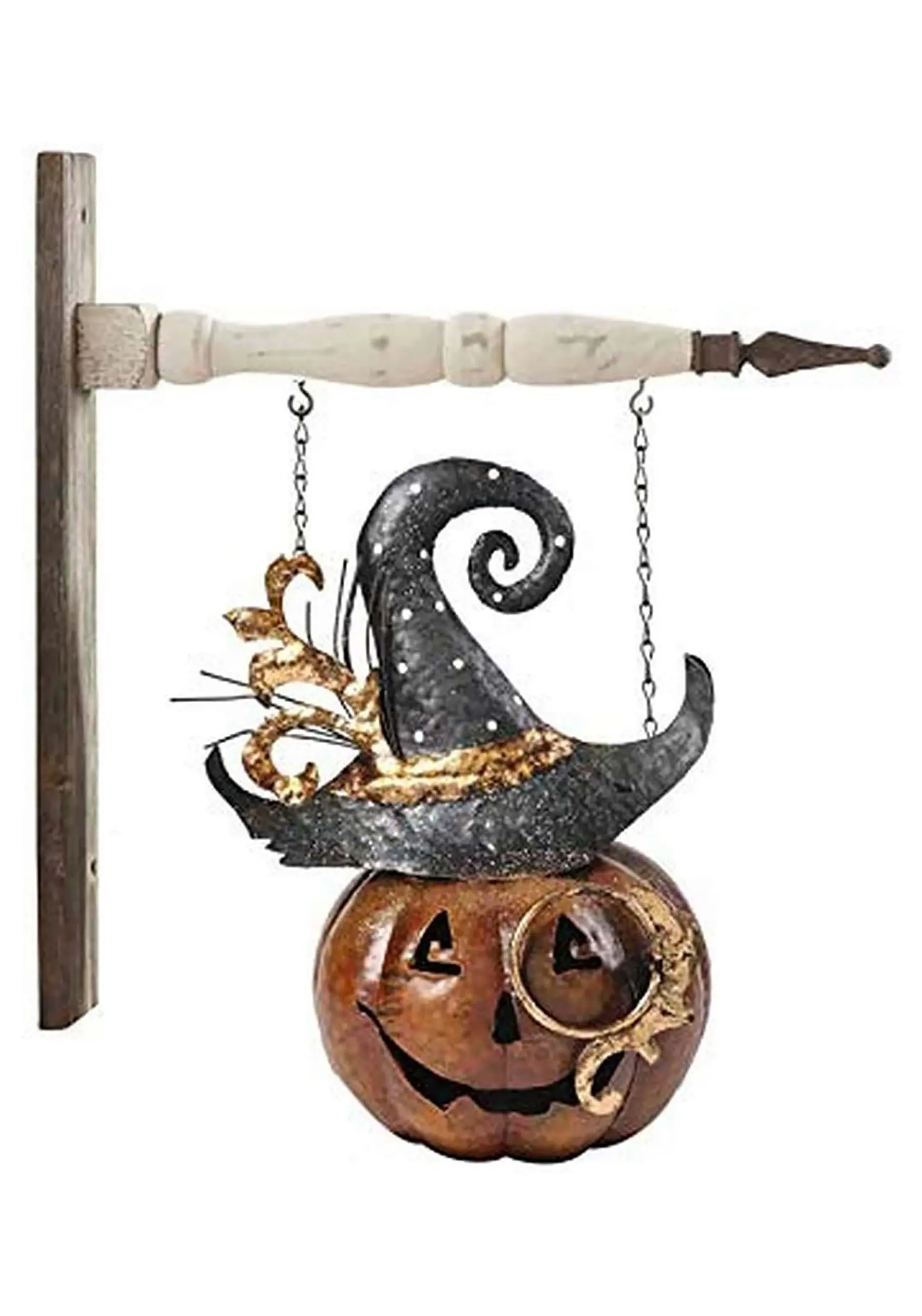 K&K Interiors 11 Inch Metal Jack O Lantern With Hat Arrow Figure 3 K&K Interiors 11 Inch Metal Jack O Lantern With Hat Arrow Figure
