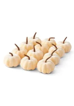 K&K Interiors Set Of 12 Cream Velvet 2" Pumpkins Decoration
