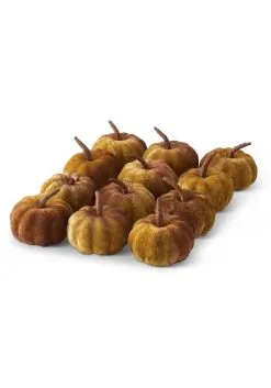 K&K Interiors 12 Green 2" Velvet Pumpkins