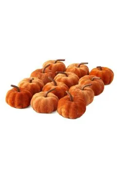 K&K Interiors Twelve 2" Orange Velvet Pumpkins