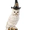K&K Interiors 14" White & Gold Owl With Witch Hat On Gold Jack-O-Lantern