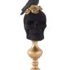 K&K Interiors 16 Inch Black Velvet Skull With Roses 1 K&K Interiors 16 Inch Black Velvet Skull With Roses -Skeletons And Skulls Sales Shop 16 inch black velvet skull with roses