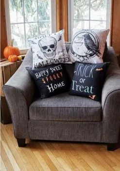 Fun World 18 Inch Happy Halloween Skull Pillow Cover 7 Fun World 18 Inch Happy Halloween Skull Pillow Cover -Skeletons And Skulls Sales Shop 18 inch happy halloween skull pillow cover alt 2