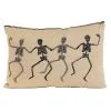 K&K Interiors 18-Inch Tan Rectangle Decorative Halloween Pillow With Beaded Skeletons 2 K&K Interiors 18-Inch Tan Rectangle Decorative Halloween Pillow With Beaded Skeletons -Skeletons And Skulls Sales Shop 18 inch tan rectangle halloween pillow with beaded skeletons
