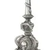 K&K Interiors 20.5 Inch Silver Resin Skull & Bat Candle Holder