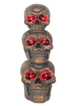 Seasons (HK) Ltd. 27.5 Inch Bronze Light Up Stack Of Skulls