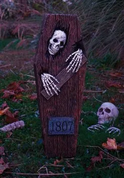 Fun World Peeping Skeleton 27 Inch Coffin -Skeletons And Skulls Sales Shop 27 inch light up peeping skeleton coffin alt 1