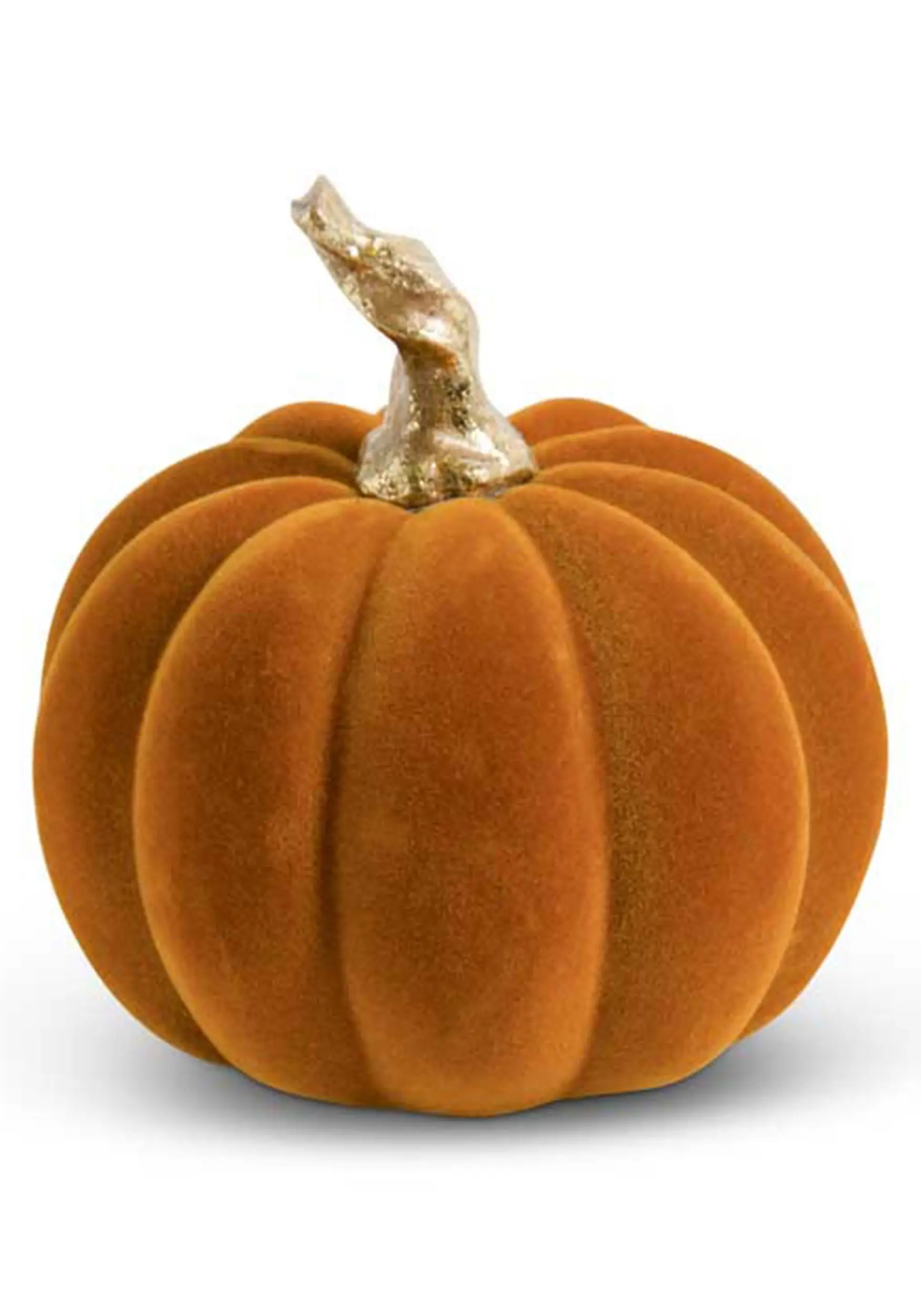 K&K Interiors 3.5" Velvet Orange Pumpkin With Twisted Gold Stem Decoration 3 K&K Interiors 3.5" Velvet Orange Pumpkin With Twisted Gold Stem Decoration