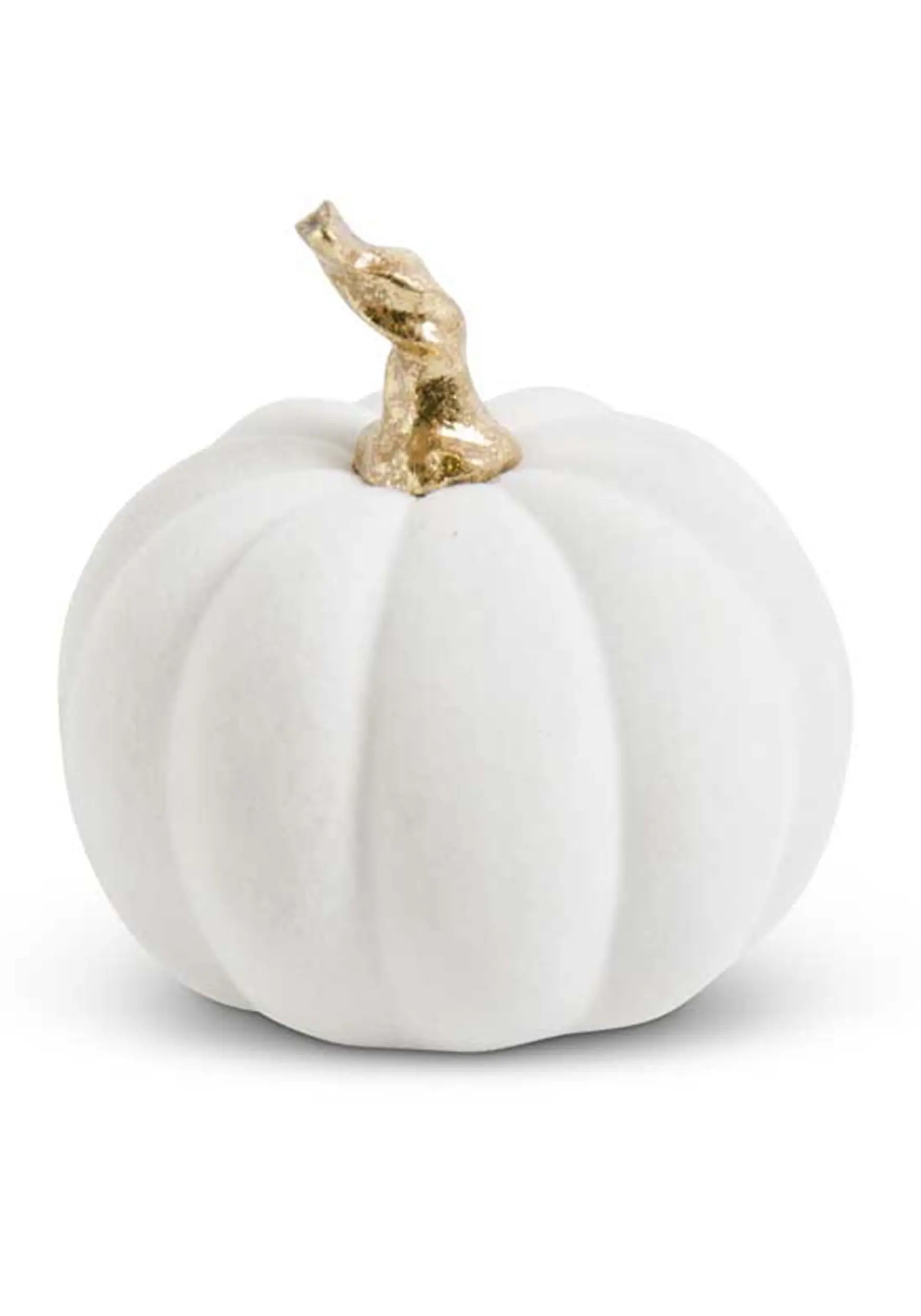 K&K Interiors 3.5" White Velvet Pumpkin With Twisted Gold Stem Decoration 3 K&K Interiors 3.5" White Velvet Pumpkin With Twisted Gold Stem Decoration