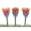 Funny Fashions 3 Piece Light Up Clown Head Stakes With Sound & Movement Decoration -Skeletons And Skulls Sales Shop 3 piece light up clown head stakes with sound