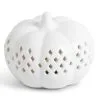 K&K Interiors 3.5" LED White Ceramic Cutout Pumpkin Decoration