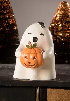 Bethany Lowe Designs 3.75-Inch Ghost Gilbert With Pumpkin Decoration