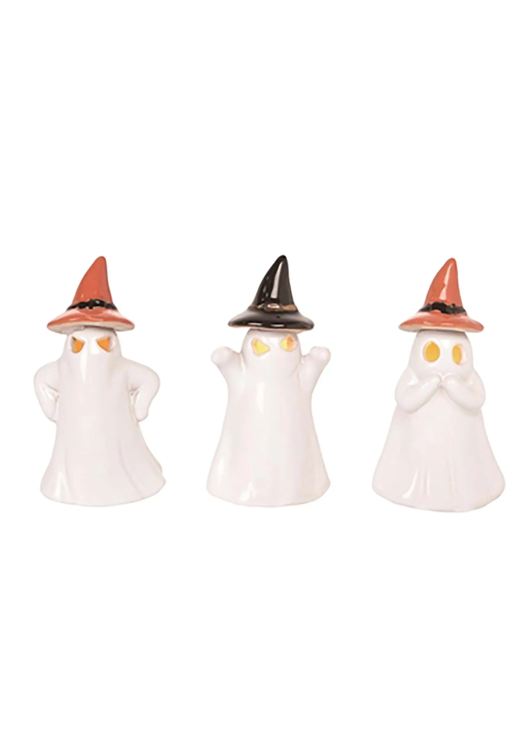 Transpac 4 Inch Ceramic Light Up Ghost Figures Set 3 Transpac 4 Inch Ceramic Light Up Ghost Figures Set