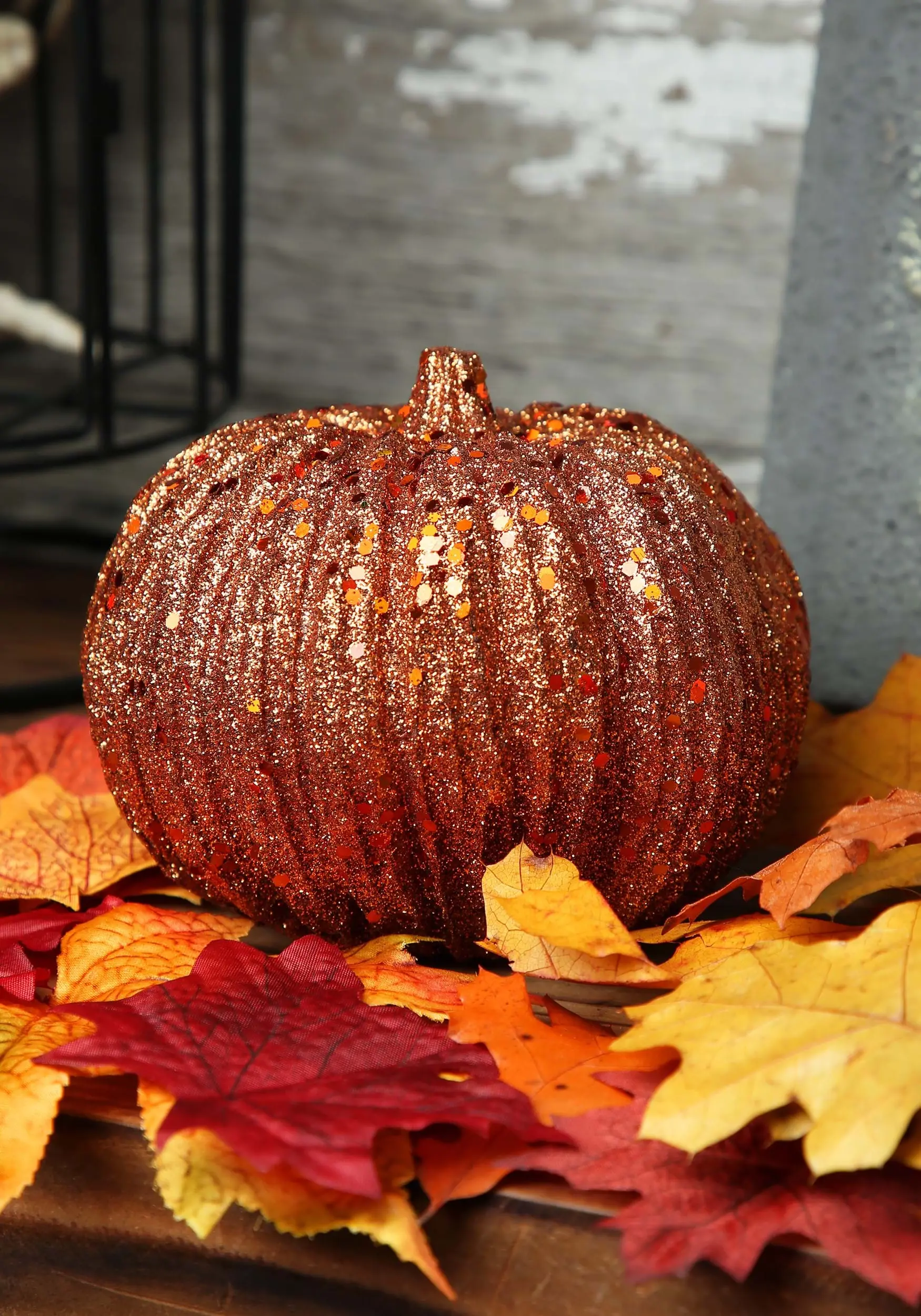 K&K Interiors 4-Inch Orange Glitter Pumpkin Decoration 3 K&K Interiors 4-Inch Orange Glitter Pumpkin Decoration