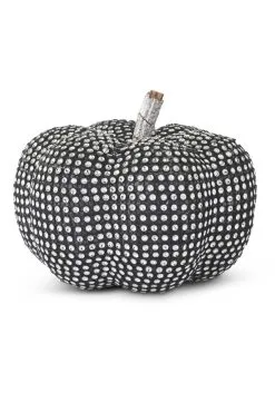 K&K Interiors 5-Inch Black Pumpkin With Rhinestones Decoration