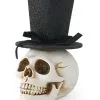 K&K Interiors 5-Inch Resin Skull With Glittery Black Top Hat Decoration