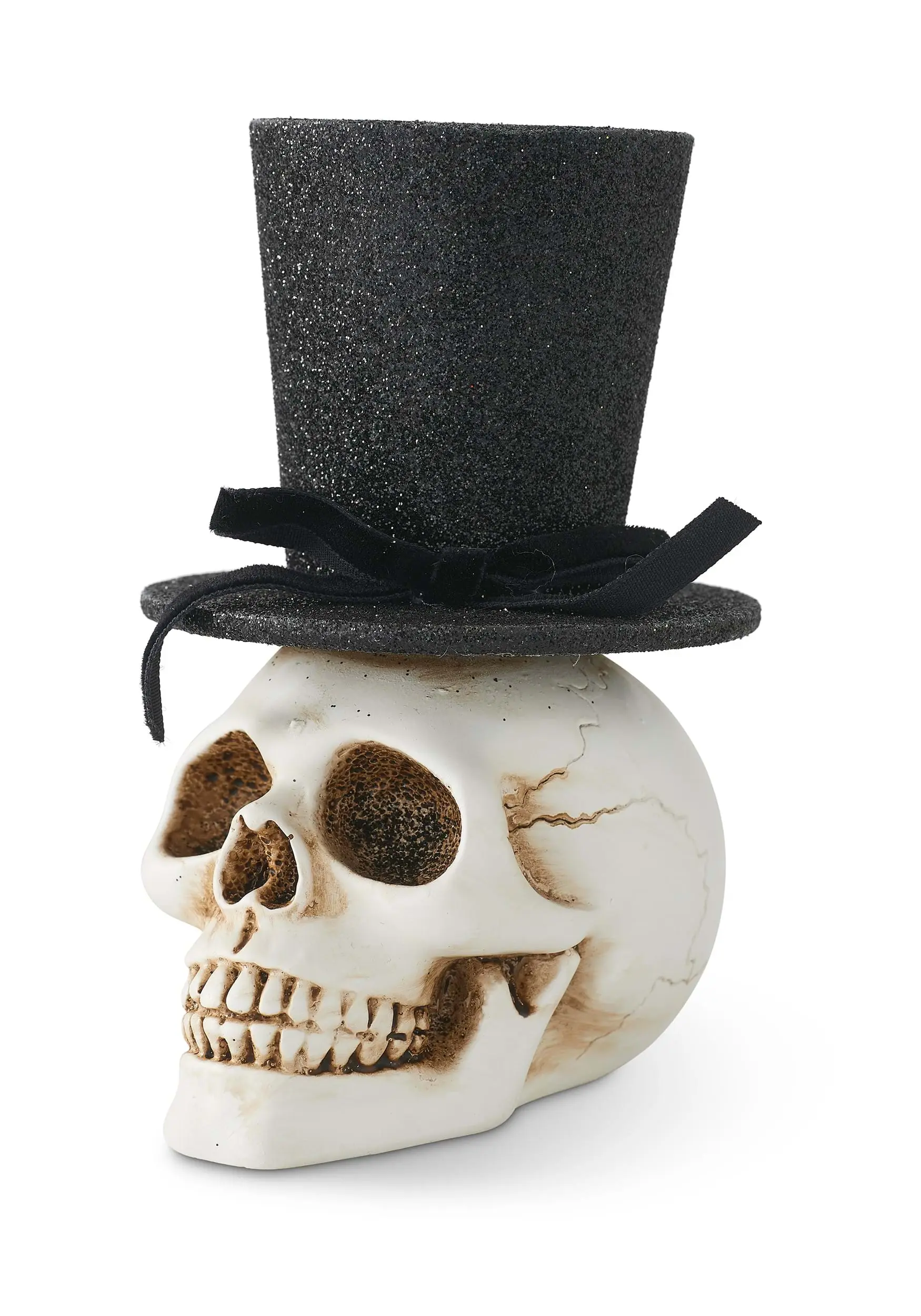 K&K Interiors 5-Inch Resin Skull With Glittery Black Top Hat Decoration 3 K&K Interiors 5-Inch Resin Skull With Glittery Black Top Hat Decoration