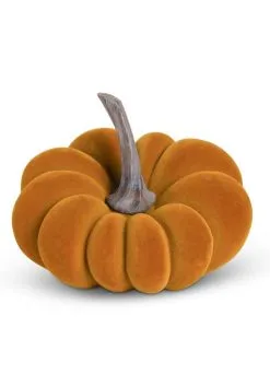 K&K Interiors 5-Inch Orange Velvet Pumpkin Decoration