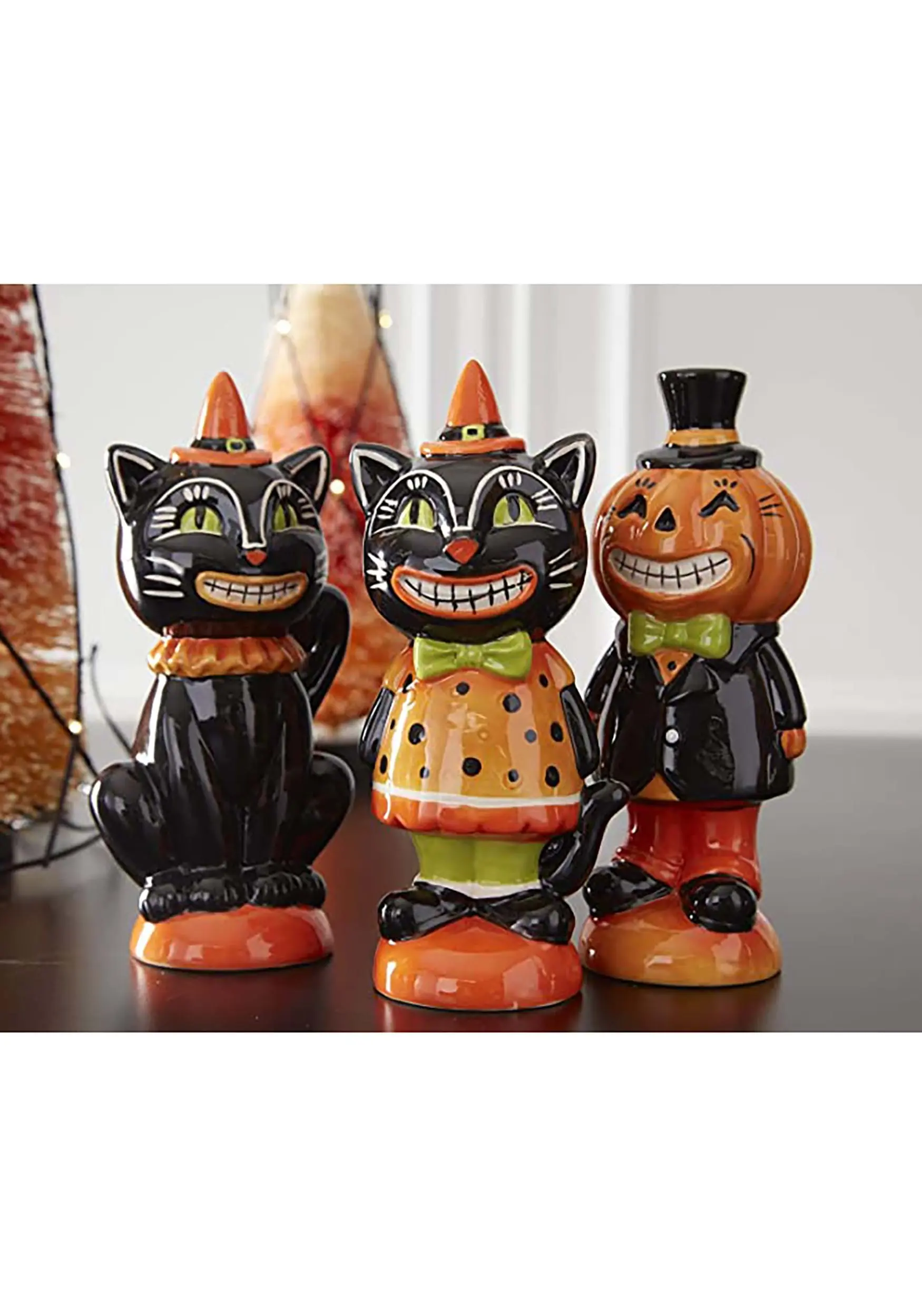 K&K Interiors Set Of Three 6 Inch Vintage Inspired Halloween Figurines 4 K&K Interiors Set Of Three 6 Inch Vintage Inspired Halloween Figurines - Image 2