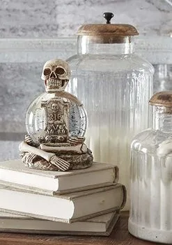 K&K Interiors 6" Skeleton Water Globe With Glitter RIP Tombstone 5 K&K Interiors 6" Skeleton Water Globe With Glitter RIP Tombstone -Skeletons And Skulls Sales Shop 6 inch skeleton water globe with rip tombstone 1