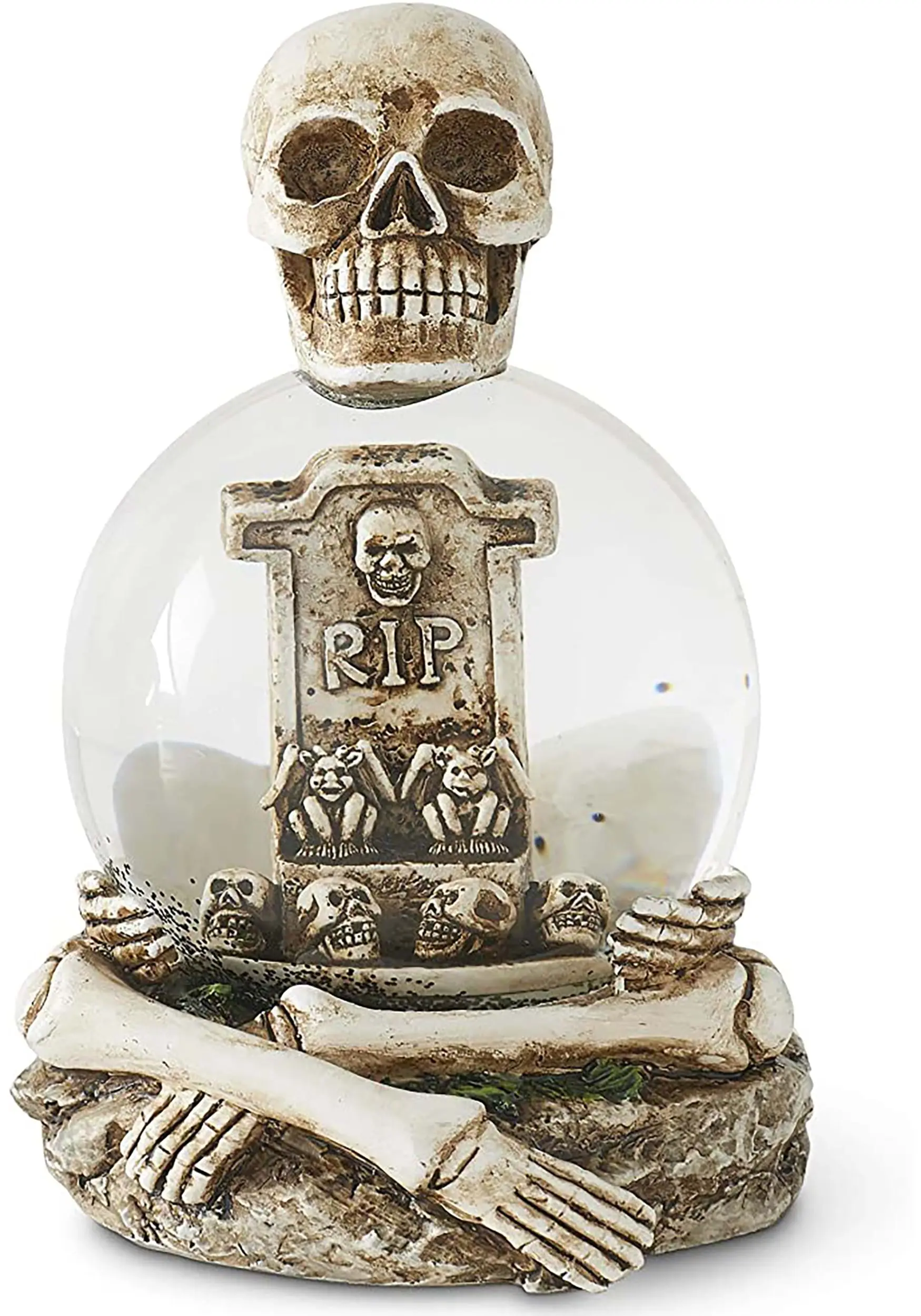 K&K Interiors 6" Skeleton Water Globe With Glitter RIP Tombstone 3 K&K Interiors 6" Skeleton Water Globe With Glitter RIP Tombstone