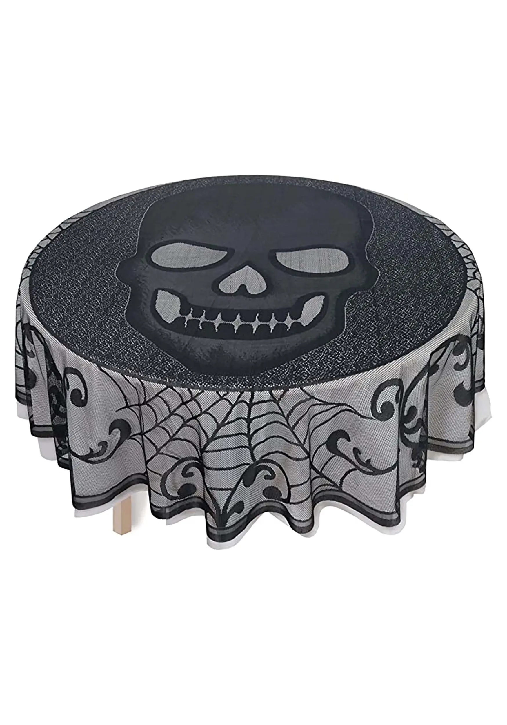 AMSCAN 70-Inch Round Skull Lace Decorative Table Cover 3 AMSCAN 70-Inch Round Skull Lace Decorative Table Cover