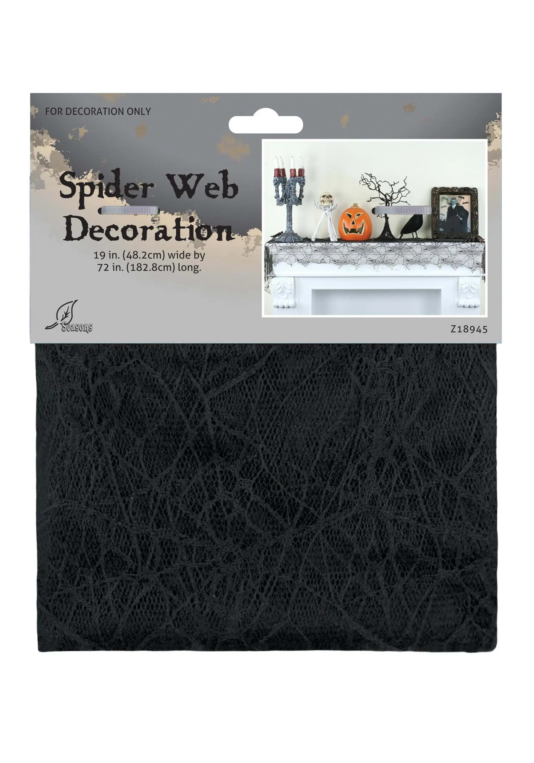 Seasons (HK) Ltd. 72-Inch Black Spider Web Mantel Scarf Decoration 3 Seasons (HK) Ltd. 72-Inch Black Spider Web Mantel Scarf Decoration