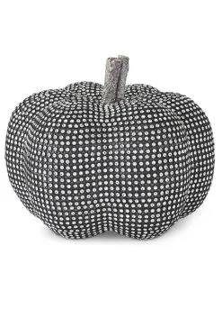 K&K Interiors 7.5-Inch Black Pumpkin With Rhinestones Decoration