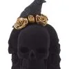K&K Interiors Eight Inch Trio Of Black Velvet Skulls With Gold Roses 2 K&K Interiors Eight Inch Trio Of Black Velvet Skulls With Gold Roses -Skeletons And Skulls Sales Shop 8 trio of black velvet skulls w gold roses