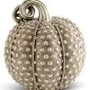 K&K Interiors 9.75" Antique Gold Rivet Textured Pumpkin Decoration