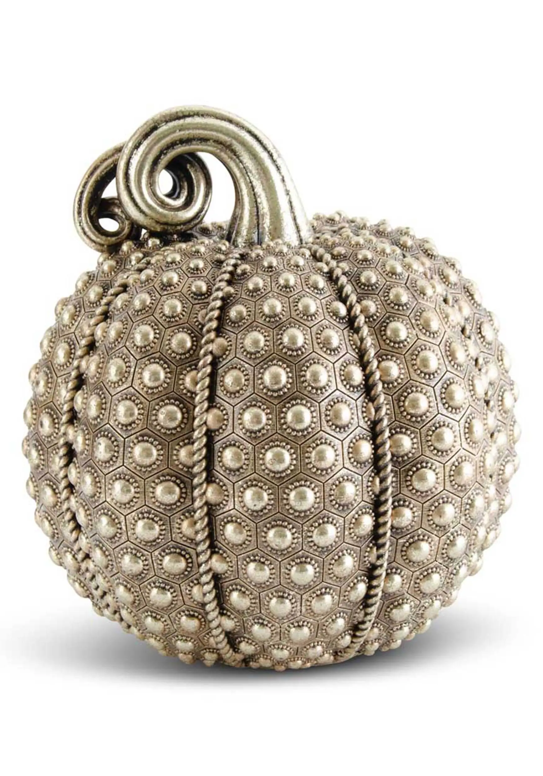 K&K Interiors 9.75" Antique Gold Rivet Textured Pumpkin Decoration 3 K&K Interiors 9.75" Antique Gold Rivet Textured Pumpkin Decoration