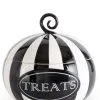 K&K Interiors Nine Inch Black And White Striped Pumpkin Treats Container