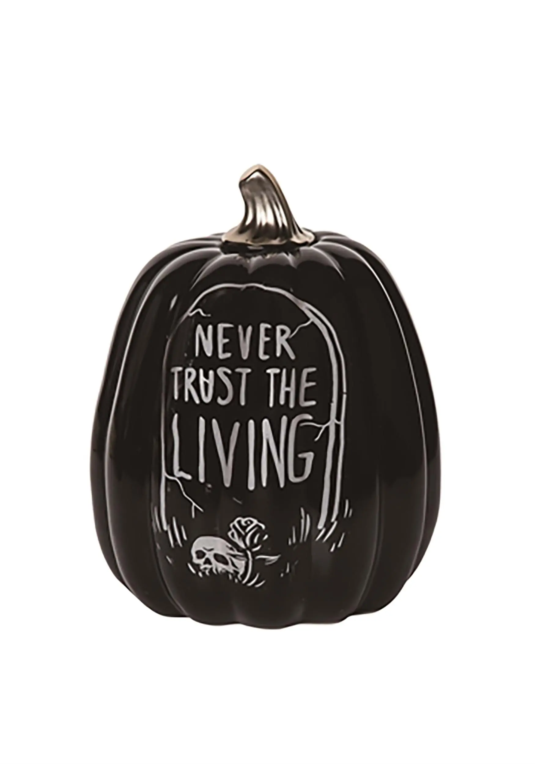 Transpac 9" Ceramic Never Trust The Living Tombstone Pumpkin Prop 3 Transpac 9" Ceramic Never Trust The Living Tombstone Pumpkin Prop