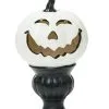 Transpac 9" White Pedestal Light Up Pumpkin