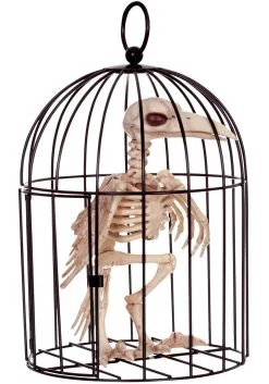 Seasons (HK) Ltd. 9.5" Skeleton Raven In Cage Decoration