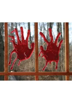 Fun World Bloody Window Hand Print Cling Decoration -Skeletons And Skulls Sales Shop bloody hand print window cling alt 1
