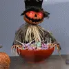 Yihai Animated Candy Bowl With Light Up Pumpkin Scarecrow Decoration