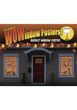 WOWindows Silhouette Cats And Bats Window Poster Decoration -Skeletons And Skulls Sales Shop cats bats silhouette window poster alt 2