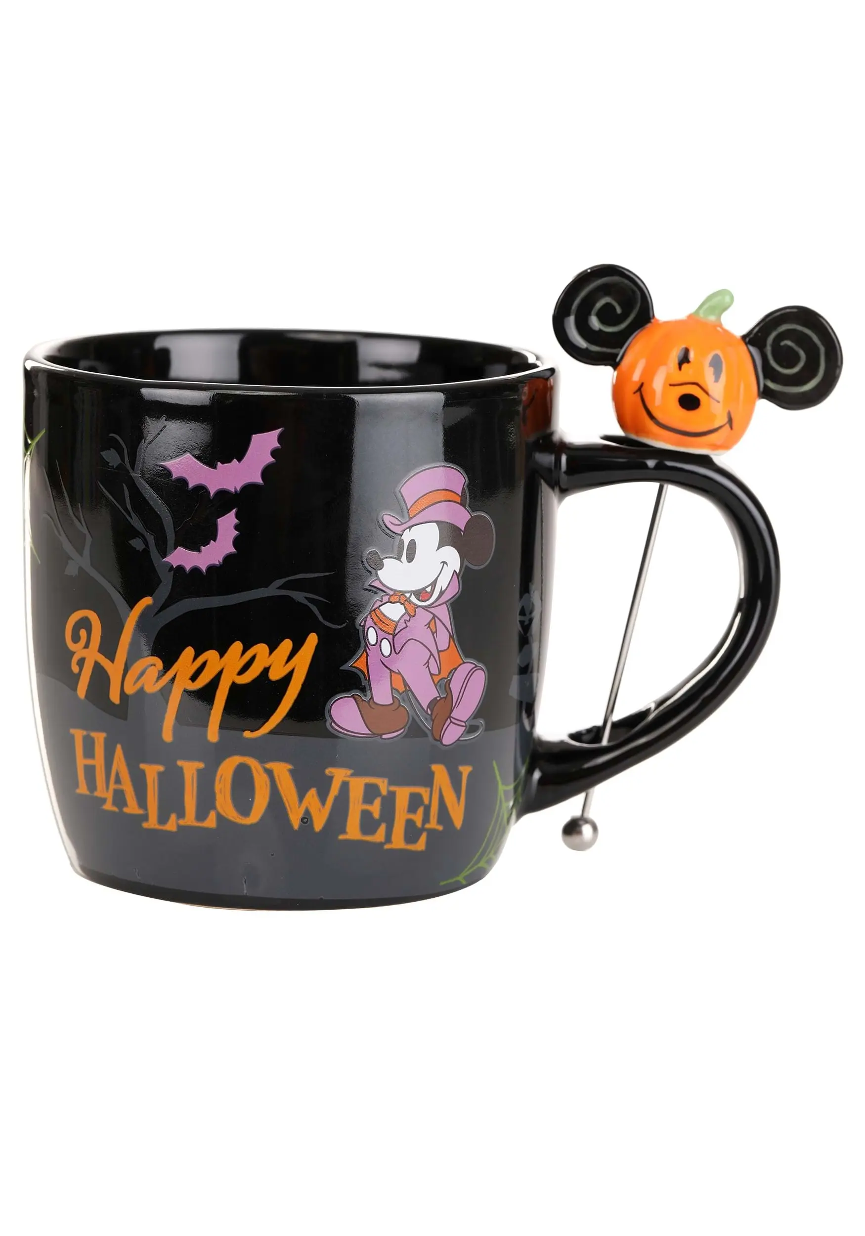 Zrike Brands Happy Halloween Black Stirrer Mickey Disney Mug 3 Zrike Brands Happy Halloween Black Stirrer Mickey Disney Mug