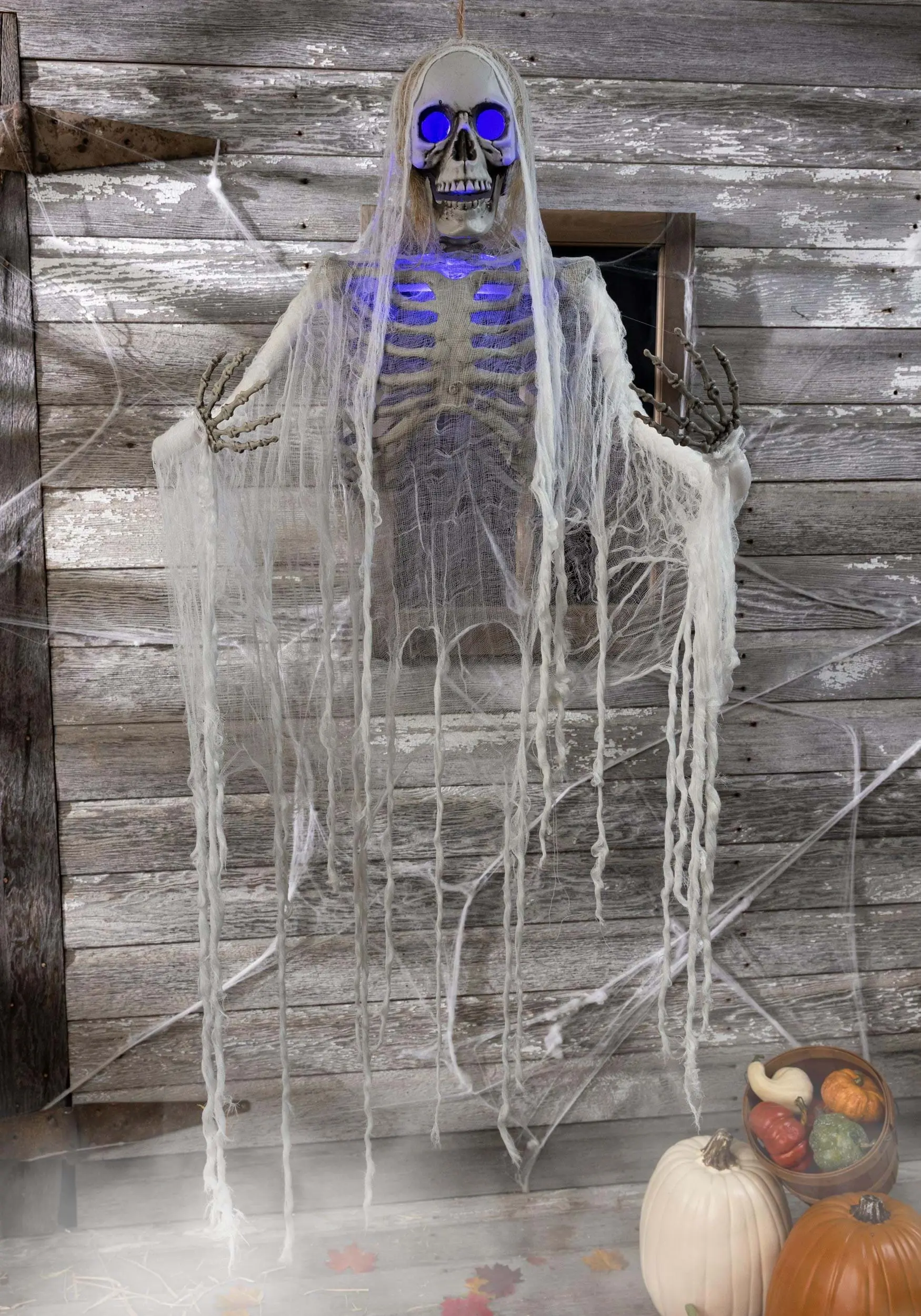 Yihai Haunted Hanging Skeleton With Blue Light Up Eyes Decoration 3 Yihai Haunted Hanging Skeleton With Blue Light Up Eyes Decoration