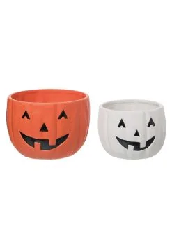 Transpac Set Of 2 Jack-O-Lantern Bowls For Candy