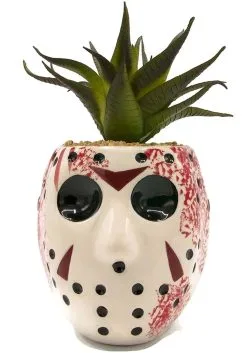 Silver Buffalo Large Ceramic Jason Mask Decorative Planter 5 Silver Buffalo Large Ceramic Jason Mask Decorative Planter -Skeletons And Skulls Sales Shop jason mask large ceramic planter alt 1