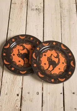Bethany Lowe Designs Halloween Scaredy Cat Decorative Plate Set By Johanna Parker
