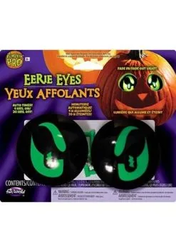 Fun World Green Eerie Light Up Pumpkin Eyes Kit -Skeletons And Skulls Sales Shop light up green eerie pumpkin eyes kit alt 1