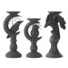 K&K Interiors Set Of 3 Halloween Matte Black Candleholders Decoration