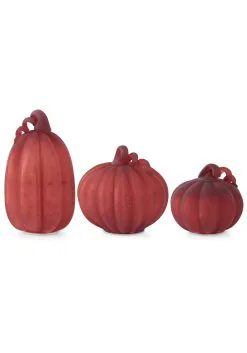 K&K Interiors Set Of 3 Red Mercury LED Glass Pumpkins