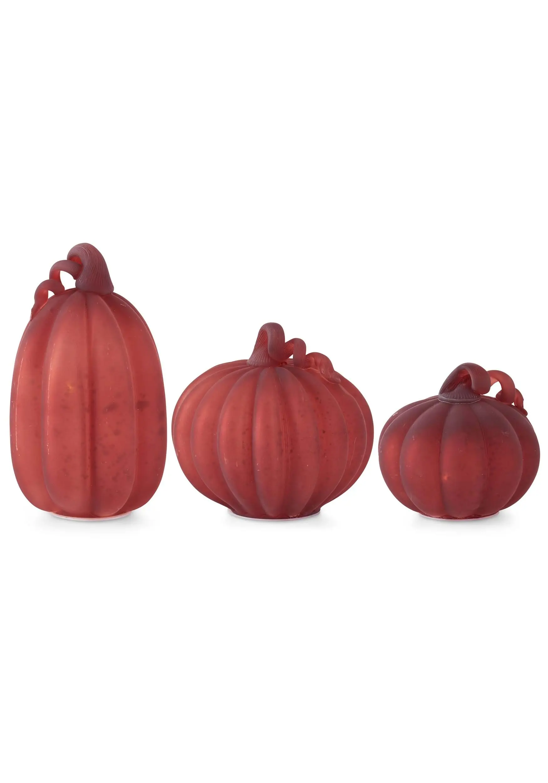 K&K Interiors Set Of 3 Red Mercury LED Glass Pumpkins 2 K&K Interiors Set Of 3 Red Mercury LED Glass Pumpkins